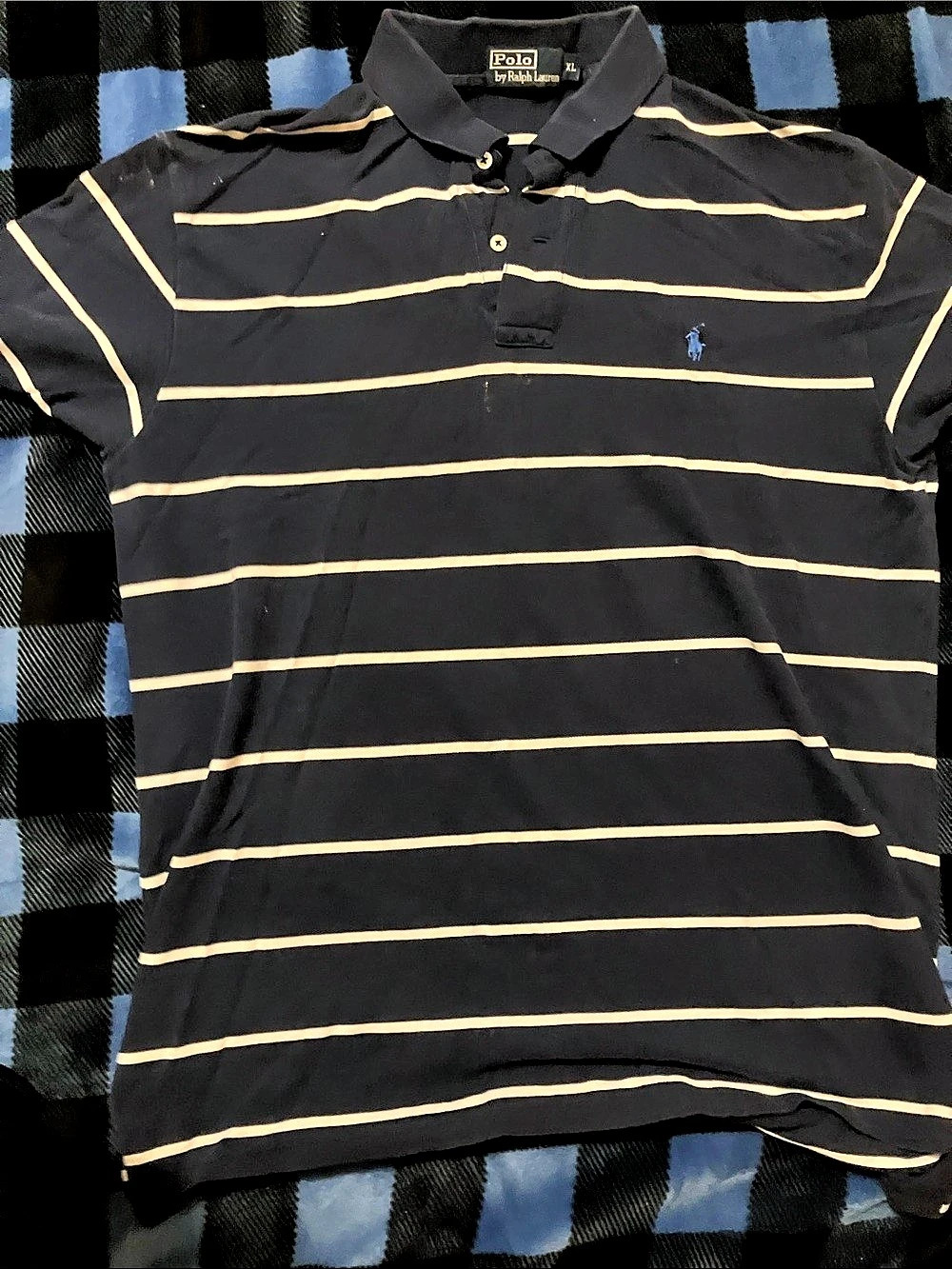Polo by Ralph Lauren Striped Polo Shirt XL Navy & White